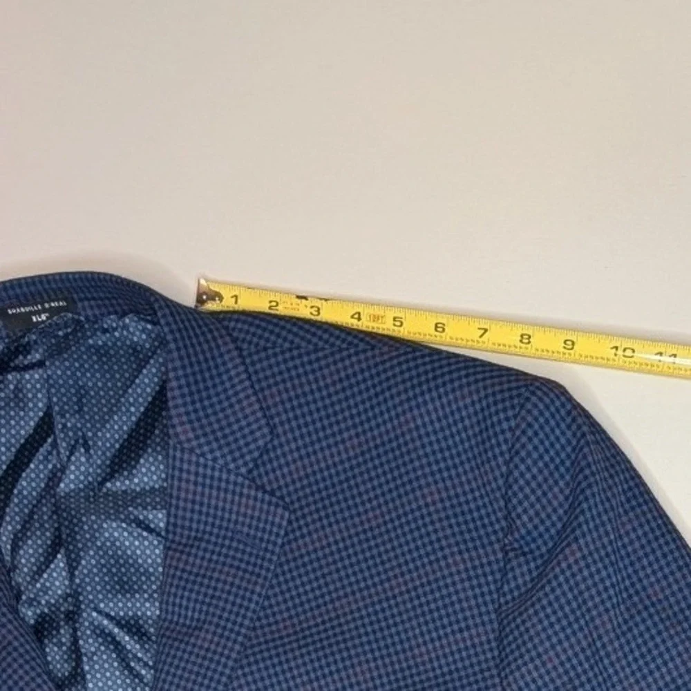 Shaquille O'Neal Blazer Mens 56S Blue Plaid XLG Big & Tall Stretch‎ Two-Button